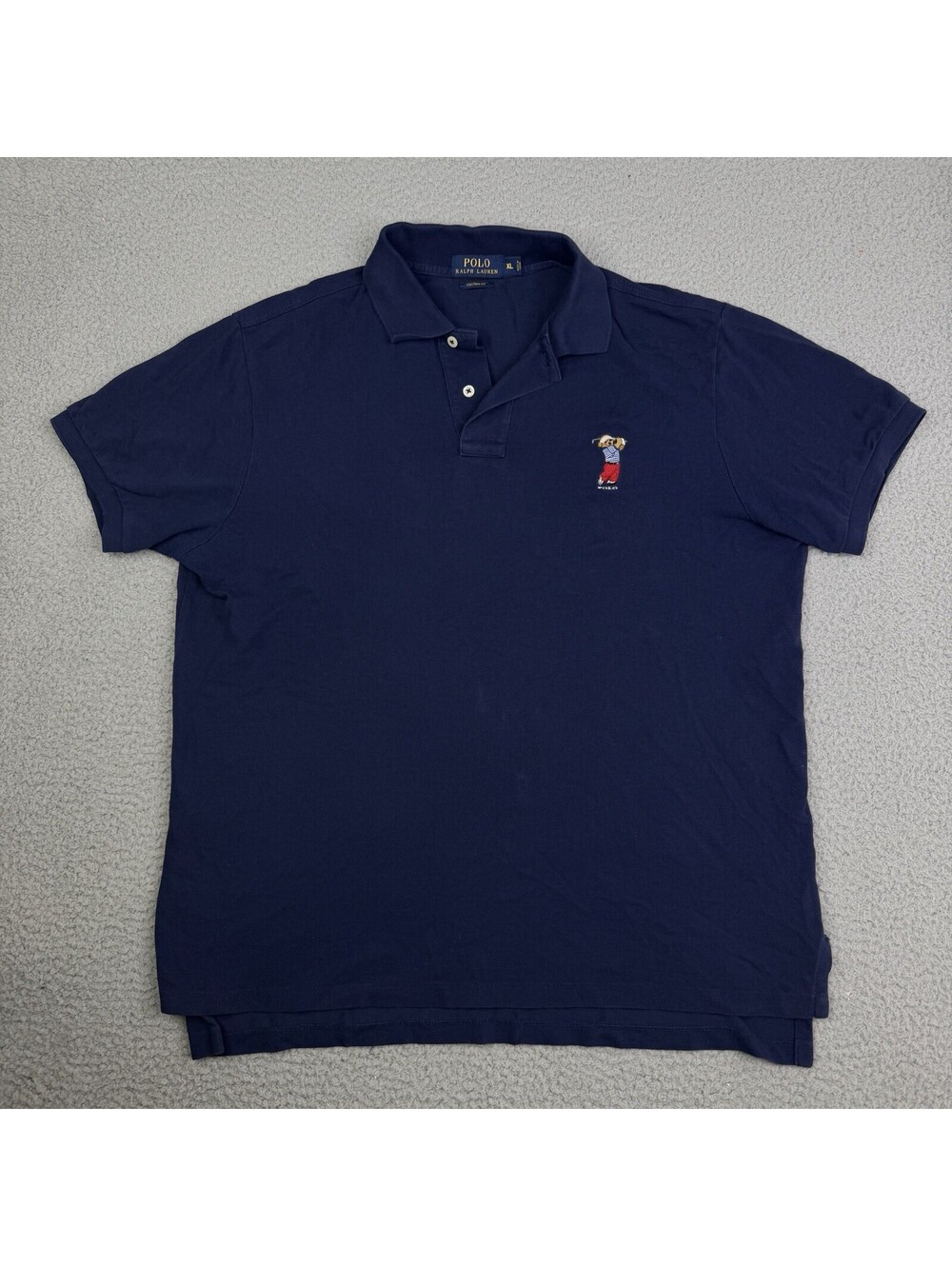 Polo Ralph Lauren Polo Bear Navy Cotton Knit Custom Fit Polo Shirt Men’s XL